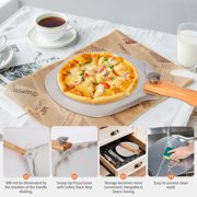 12 x 14 Inch Aluminum Pizza Peel,Metal Pizza Spatula Set with Foldable Wooden Handle, Pizza Rocker Cutter, Pizza Server