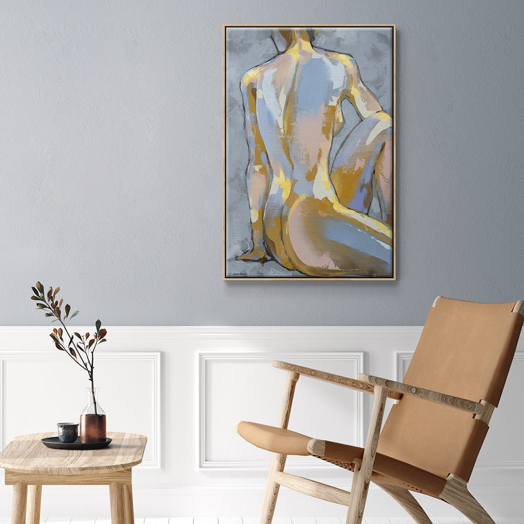 Grey Maiden II Framed Premium Gallery Wrapped Canvas - Ready to Hang - 25 x 37 - Natural Wood Floating Frame