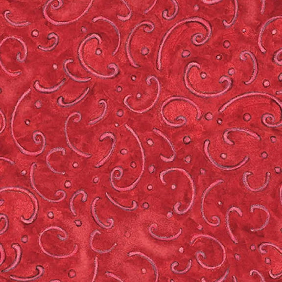 Susan Winget Calico Red Swirling Scroll Cotton Fabric
