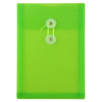 JAM Paper Plastic Envelopes with Button & String Tie Closure, 6 1/4 x 9 1/4, Lime Green, 3/Pack