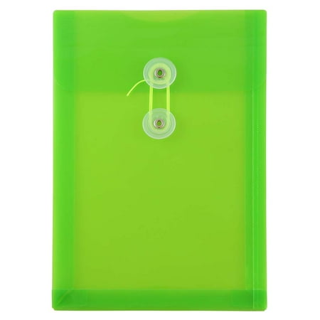 UPC: 0700112156373 | JAM Plastic Open End Envelope with Button & String Closure  (6.25 x 9.25 in)  Lime Green  12 Envelopes per Pack
