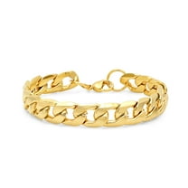 Steeltime Men's 18K Gold Plated Stainless Steel Cuban Link Chain Bracelet
