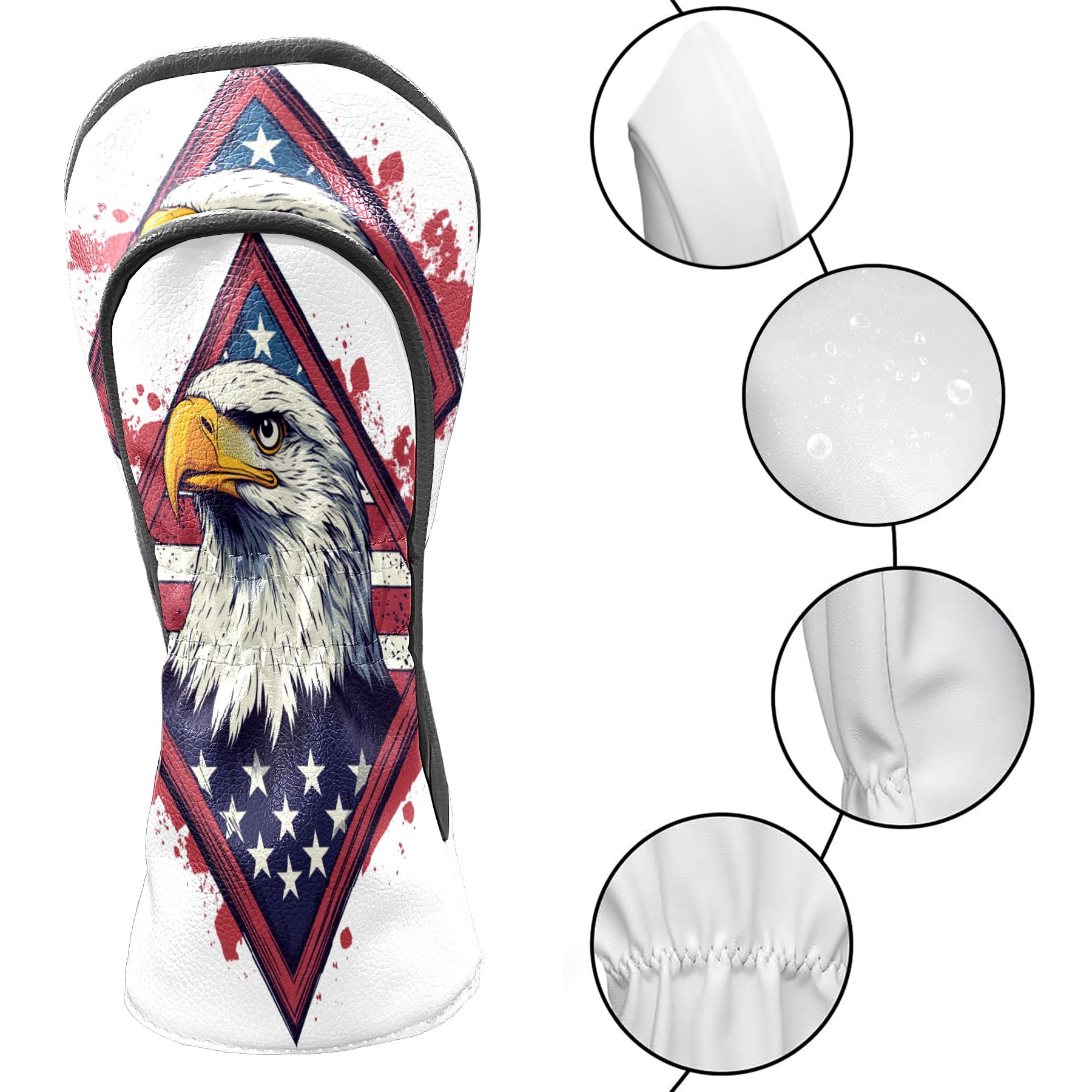 Golf Club Covers PU Leather Waterproof Head Covers for Fairway Woods Hybrids