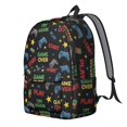 thumbnail image 2 of Game Controller Black Pattern Backpack for School, Cute School Bag with Adjustable Shoulder Straps and Padded Back, 15.7"x11.8"x5.5", 2 of 5