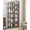 thumbnail image 6 of Storage Rack 6-Tier Tall Bookshelf Bookcase Display Shelves for Living Room Office Rustic Brown and Black, 6 of 8