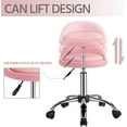 thumbnail image 4 of RONG-3 Height Adjustable Rolling Swivel Salon Stool Chair with Backrest Wheels for Tattoo Massage Facial Spa Manicure Dentist Clinic,Pink, 4 of 10