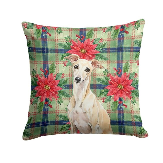 Carolines Treasures WDK8679PW1818 Unisex Adult Cream Italian Greyhound Christmas Poinsettias Throw Pillow - 18 x 18 in.