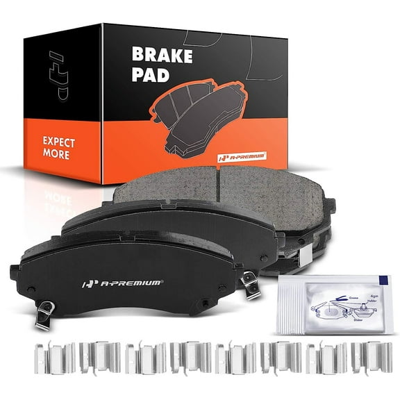 A-Premium Front Ceramic Disc Brake Pads Set Compatible with Select Cadillac Models - CTS 2008 2009 2010 2011 2012 2013 2014, with Hardware, 4 Pcs