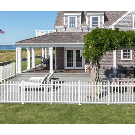 SunnyRoyal Picket Fence Panels 3 Sets 84" L x 32.6" H White Picket Fence Vinyl PVC Garden Fence for Front Yard Outdoor Decrotion (20 Pickets, Straight)