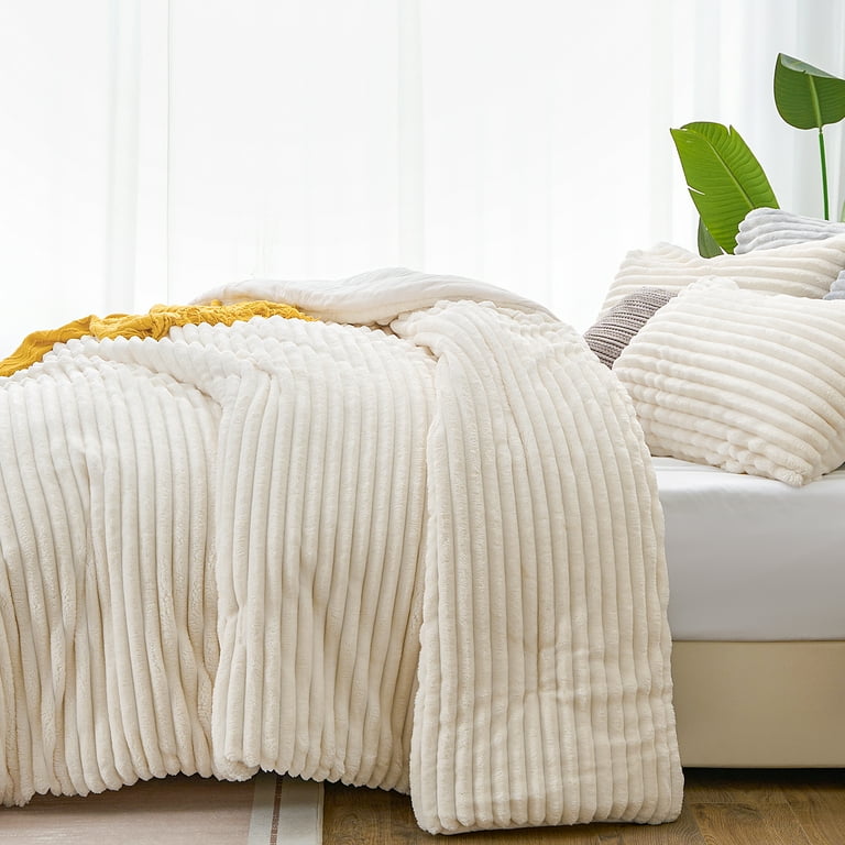 BEDELITE Plush Faux Fur King Comforter Set Super Soft Warm Thick Bedding for Winter with 2 Pillow Cases Walmart