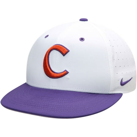 Men's Nike White/Purple Clemson Tigers Aerobill Performance True Fitted Hat