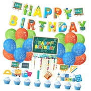 SKYSONIC Math Party Decorations Math Birthday Party Supplies Includes Math Birthday Banner, Cake Topper, Cupcake Toppers, Balloons for Math Classroom Party Math Party