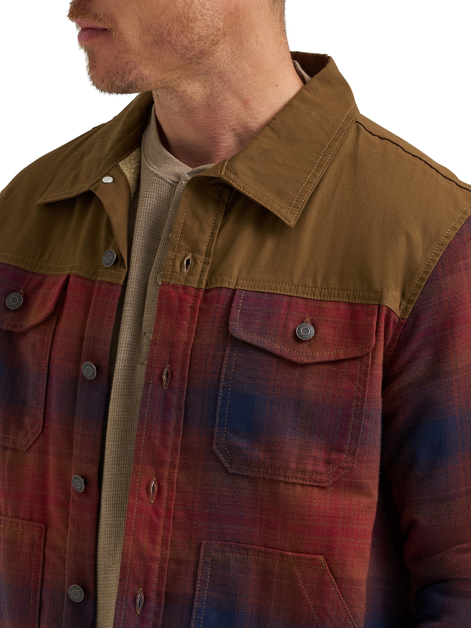 Wrangler® Men's and Big Men's Heavyweight Shirt Jacket with Sherpa Lining, S-3XL