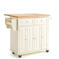thumbnail image 2 of AVAWING Rubber Wood Rolling Kitchen Island Cart with Storage(37.8"x17.7"x37.2"), Cabinet, White, 2 of 7