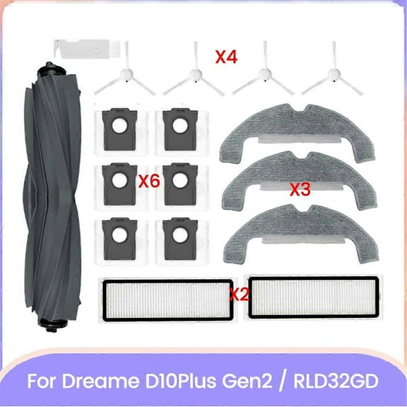 17PCS for D10 Plus Gen 2/RLD32GD Robot Vacuum Cleaner Parts