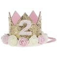 thumbnail image 2 of Opvise Baby Girl Crown Letter Shiny Sequins Flower Headwear Birthday Festival Headband, 2 of 8