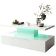 thumbnail image 1 of table Basse Moderne Haute Brillance Blanche – simple et Polyvalente, avec un Tiroir Caché, 1 of 30