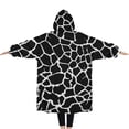 thumbnail image 2 of Oversized Wearable Blanket Hoodie,Black and White Giraffe Pattern Sherpa Blanket Hoodie with Super Pockets,Super Warm Fuzzy Pullover for Women & Men, 2 of 6