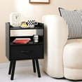 thumbnail image 2 of Modern Nightstand with Drawer, Bedside Tables, Mid Century Nightstands with Open Storage Shelf, Wood Bedside Table, Small Night Stands for Bedrooms, 2-Tier Night Table, 2 of 8