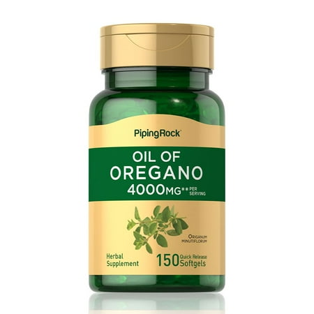 Oregano Oil Capsules 4000mg | 150 Softgel Pills | Organic Herbal Supplement | Non-GMO  Gluten Free | By Piping Rock