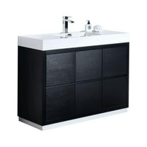 Kubebath Bliss 48" Black Free Standing Modern Bathroom Vanity