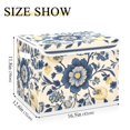 thumbnail image 3 of Vintage Color Blue and Yellow Florals Foldable Storage Bin with Lid and Handle Collapsible Storage Box 16.5 x 12.6 x 11.8 inches, 3 of 7