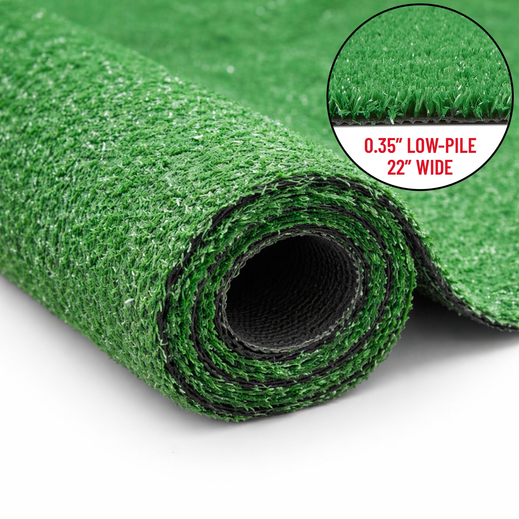 Ottomanson Lite Grass Indoor Outdoor Artificial Turf Rug 22" x 7' Green Patio Grass Carpet