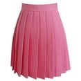 thumbnail image 4 of Huowey Women'S Pleated Tennis Skirt Solid Color High Waist Sports School Uniform Skirts Stylish A-Line Skater Skirts With Lining Shorts Athletic Skort ,Watermelon Red,M, 4 of 4