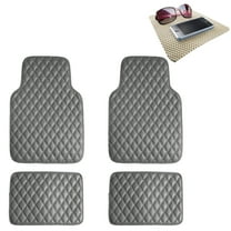 FH Group Diamond Pattern Floor Mats Leather For Car SUV Van Gray w/ Beige Dash Pad