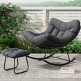 thumbnail image 2 of QinaQin Memoryfield Extra Large Papasan Rocking Chair with Footstool, a Rattan Egg-Shaped Recliner with a Sturdy Frame, Suitable for Indoor and Outdoor Relaxation, 2 of 8