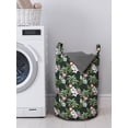 thumbnail image 3 of Tropical Laundry Bag, Pattern of Bouquet with Exotic Flowers Leaves Palms and Flamingos, Basket with Handles Drawstring Closure for Laundromats, 13" x 19", Hunter Green Multicolor, by Ambesonne, 3 of 4