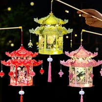 Dserhfy Portable Palace Lantern Set DIY Flower Lantern Kit Interactive Play Kid-Friendly Stick Lantern Material Pack