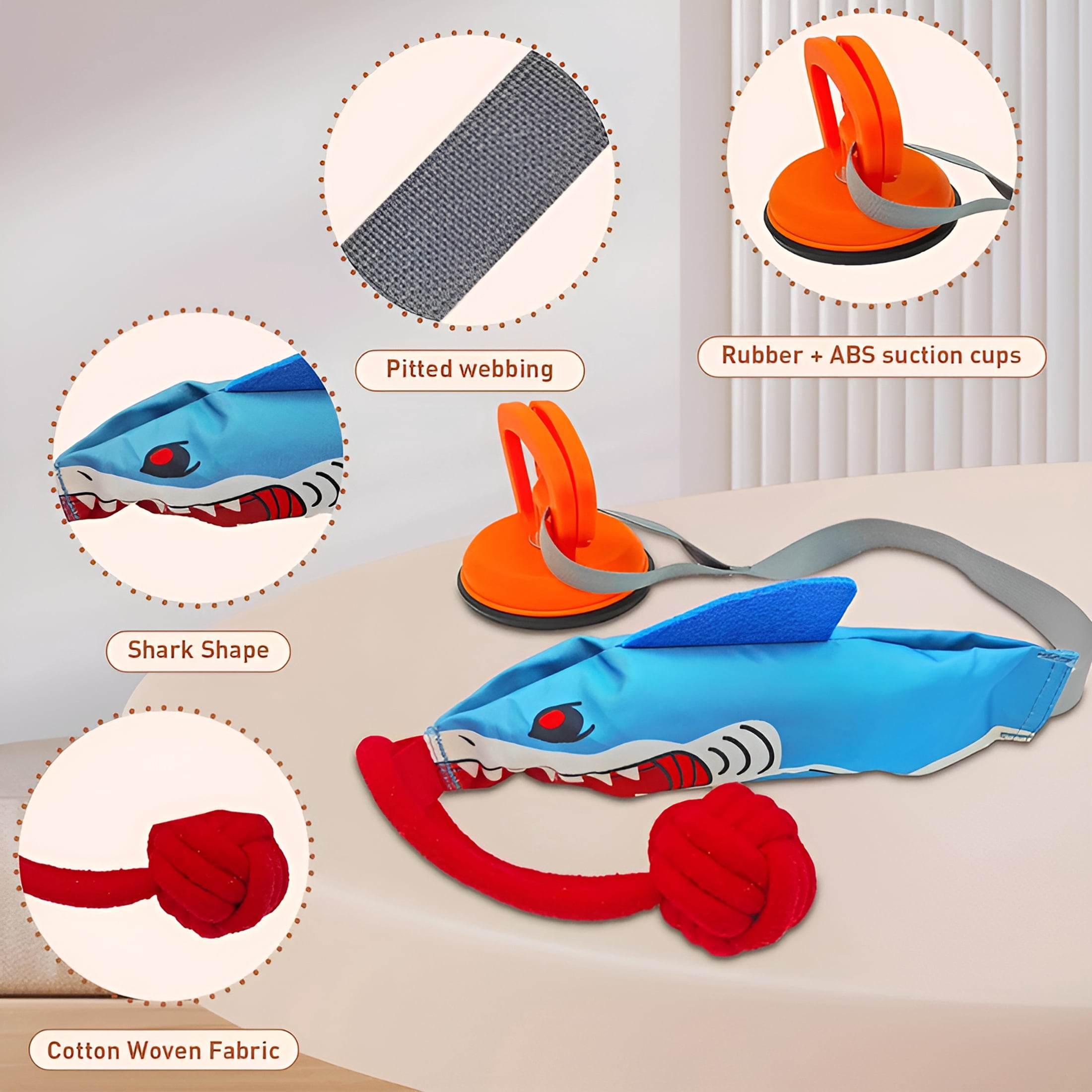 BESTSKY Squeaky Dog Tug Toy with Suction Cup,Interactive Tug of War Pull Toy Sturdy Rope Toys