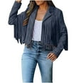 thumbnail image 2 of Brilliant Thin Cardigan for Women Fringe Coat for Women Faux Suede Leather Cowboy Style Coat Long Sleeve Tassels Cardigan Coat, 2 of 9