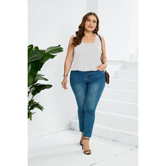 Oryer Women Plus Size Tank Top Floral Loose Tunic Blouses