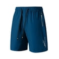 thumbnail image 2 of Fabrcox Men's Shorts Athletic Quick Dry Basket Ball Shorts Mens Drawstring Lightweight Big and Tall Camping Going Out Bermuda Shorts Men with Zip Pockets Blue XL, 2 of 5