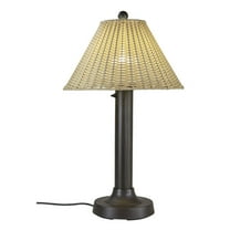 Patio Living Concepts Tahiti II 34 in. Table Lamp 19257 with 3 in. bronze tube body and tight weave  flat wicker  stone shade