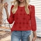 thumbnail image 4 of Craaazy Women's Relaxed Fit Crew Neck Blouse, Solid Color 3/4 Sleeve Lace Eyelet Top, Loose Comfy Floral Lace Casual Tee for Spring & Summer Gifts, 4 of 6