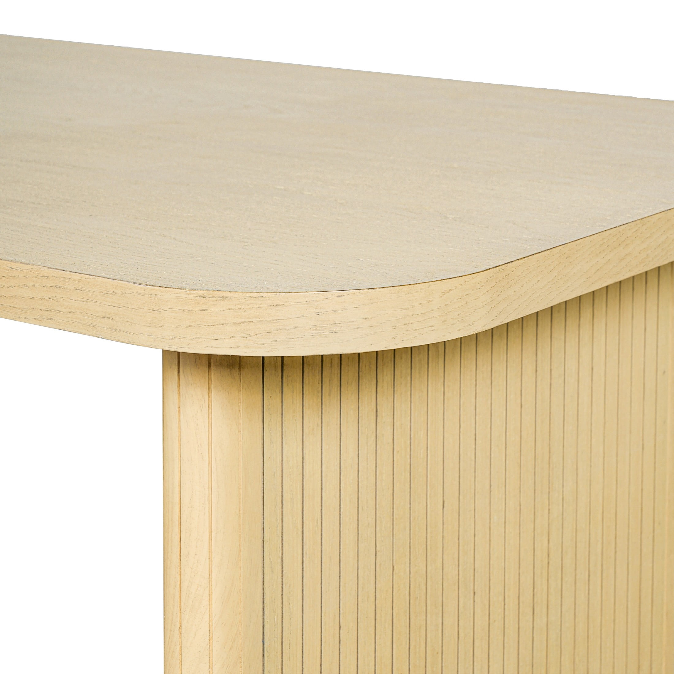 Christopher Knight Home 68.75" Dining Table with Scalloped Edge Table Top, Ribbed Rubberwood Legs, Natural