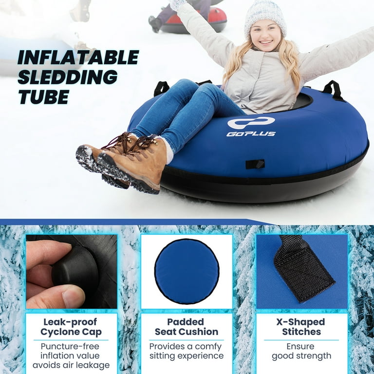 Slippery Racer Heavy Duty Commercial Snow Tube - 42\" Blue, Hard Bottom, Super Tough For Resorts & Family Fun