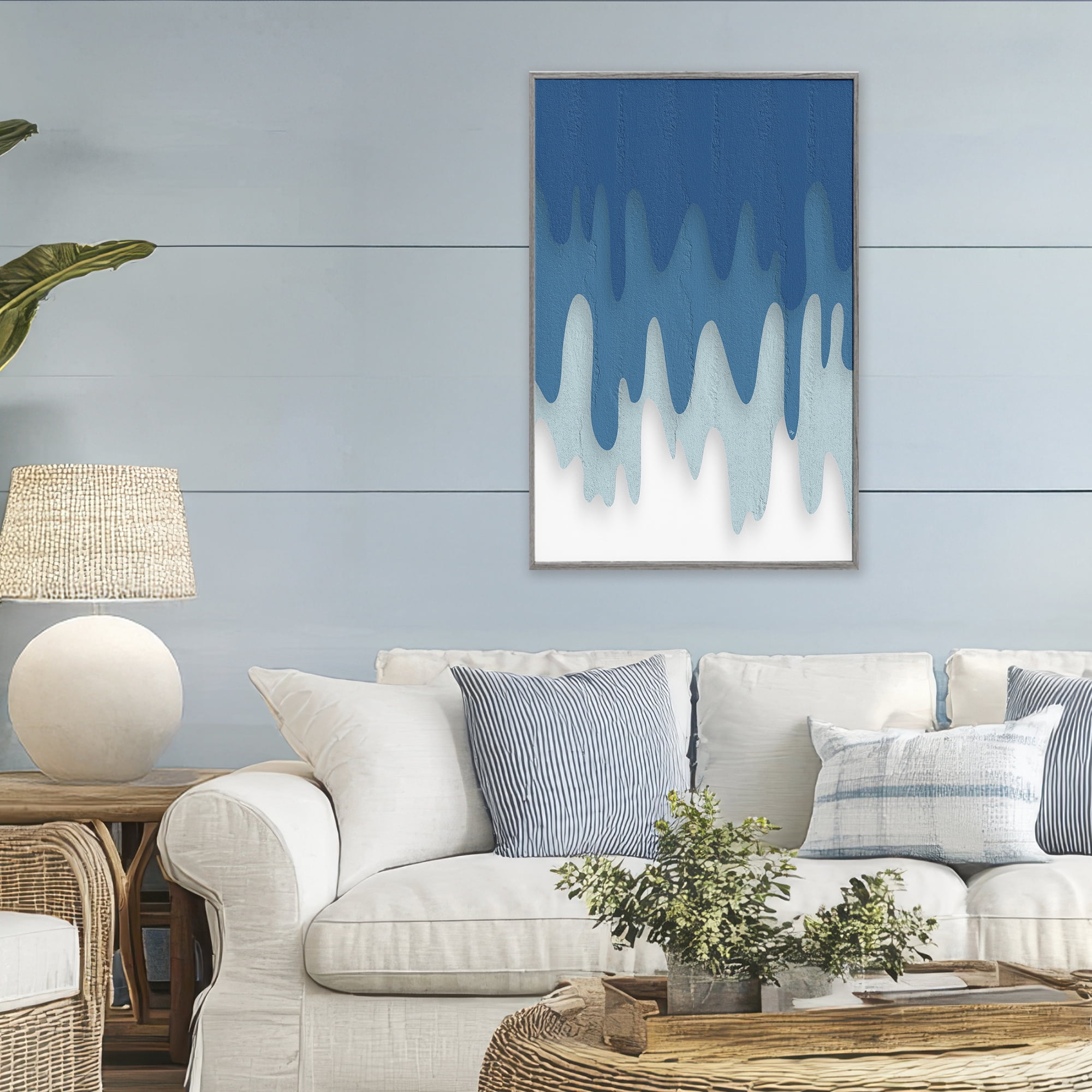 Stupell Industries Water Wave Fluid Contour Gray Framed Giclee Art, design by Martina Pavlova