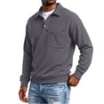 thumbnail image 4 of IAJDKMEK Men's Polo Collar Solid Long Sleeve Fleece Sweatshirt - Full Zip Pullover for Men, Fall Winter Top with Warm Inner,Gray L, 4 of 6