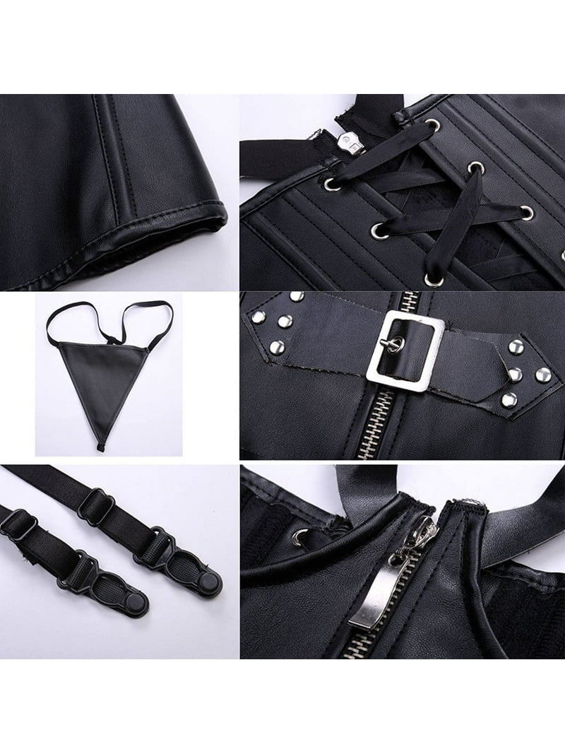 Womens Faux Leather Steampunk Cupless Sexy Lingerie  display picture 1