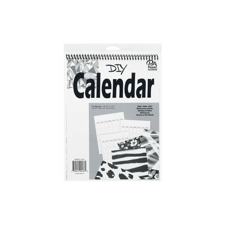 Accent Design Paper Accents DIY 8.5x11 Blank Calendar – 14-Month Portrait White Blank Calendar Sheets for Wall, Desk, or Planner – Undated Customizable Monthly Organizer