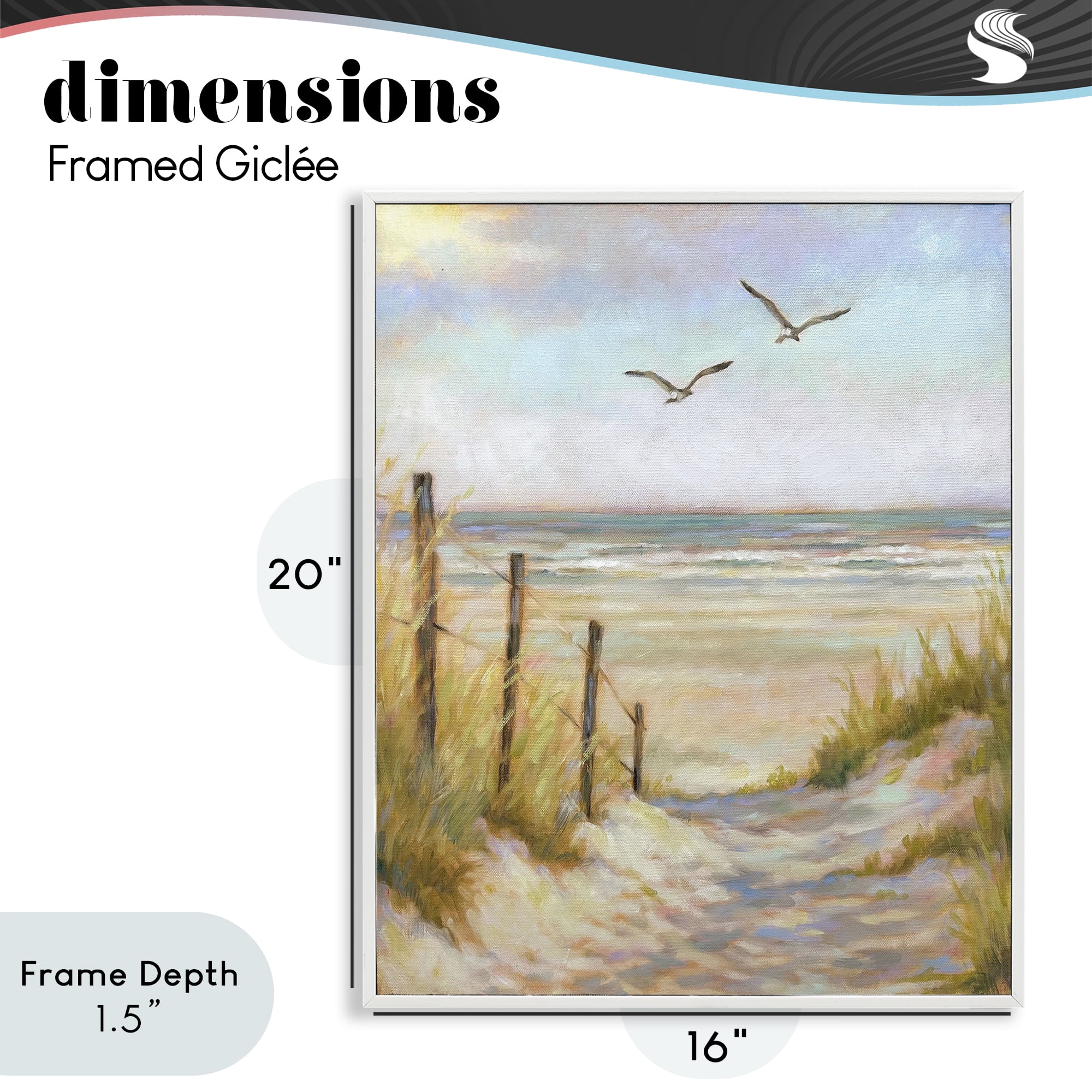 Stupell Industries Tranquility Beach Coastal Path White Framed Giclee Art, design by Linda Sperruzzi