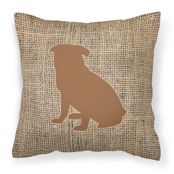 Carolines Treasures BB1084-BL-BN-PW1414 Pug Burlap and Brown   Canvas Fabric Decorative Pillow BB1084 14Hx14W multicolor