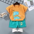 thumbnail image 2 of UAYOTSE Breathable Stretchable Toddler Pajamas 2-Piece Set Short Sleeve Top Elastic Shorts Unisex Sleepwear Loungewear for Spring Summer Casual Outfits,Sizes 12-18 Months, 2 of 4