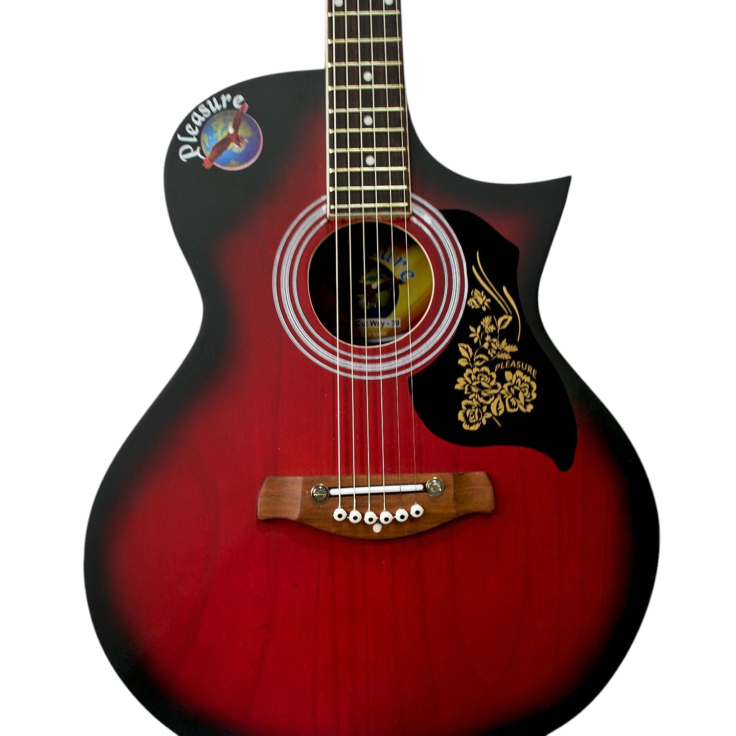 Matte Finish 3 Colors Sunburst Red 6 String 39" Acoustic Electric Guitar with Equalizer