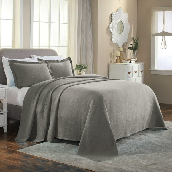 Superior Celtic Circles Bedspread with Matching Pillow Shams, Full, Charcoal, 3 Pieces