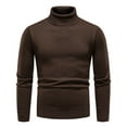 thumbnail image 2 of Dolkfu Men Sweater Turtleneck Brown Slim Fit Long Sleeve Solid Color Knitted Sweater Men Cozy Sweater M, 2 of 5